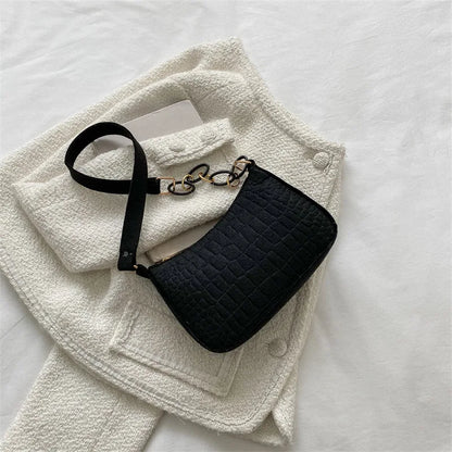 VANA - Bolso Pequeño bandolera en efecto croco - Negro - CARMEN VELVET