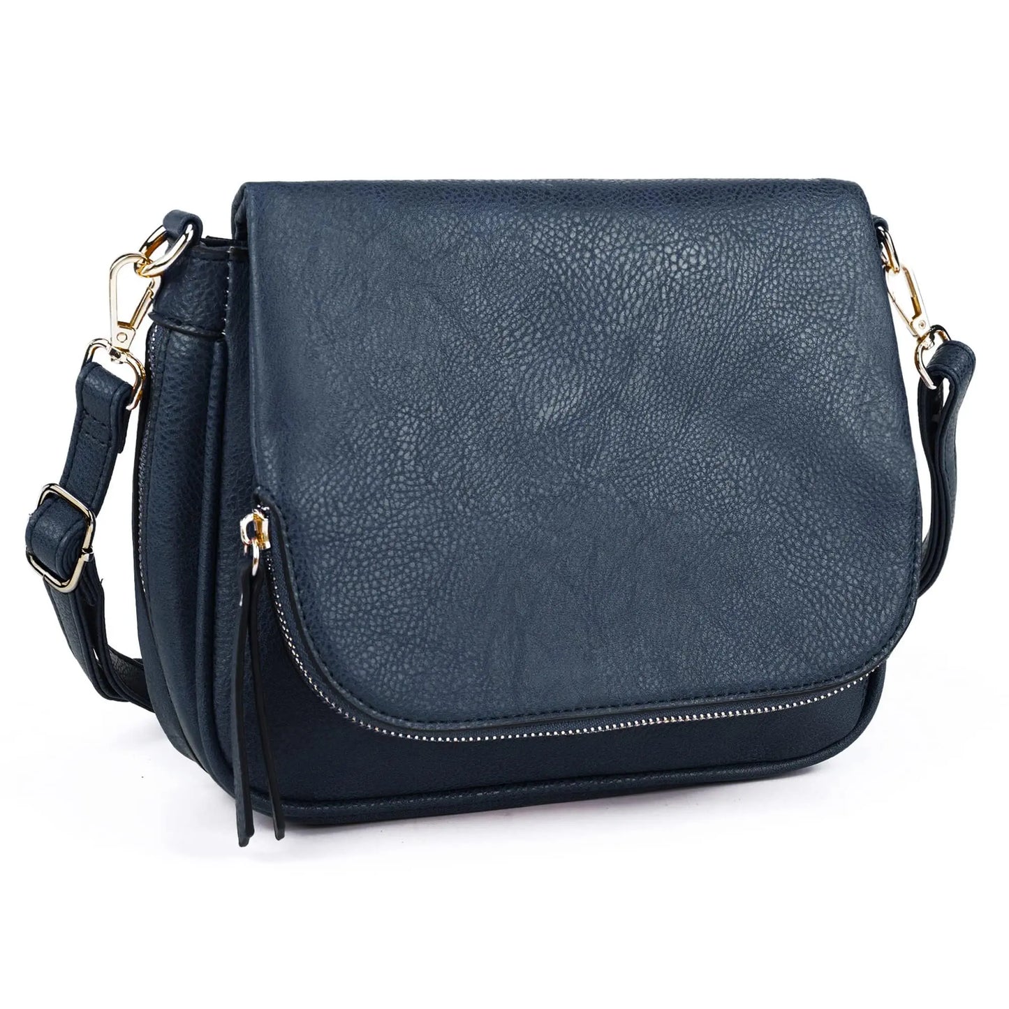 LEANA - Bolso Bandolera con solapa - Azul - CARMEN VELVET