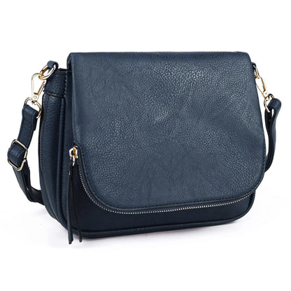 LEANA - Bolso Bandolera con solapa - Azul - CARMEN VELVET
