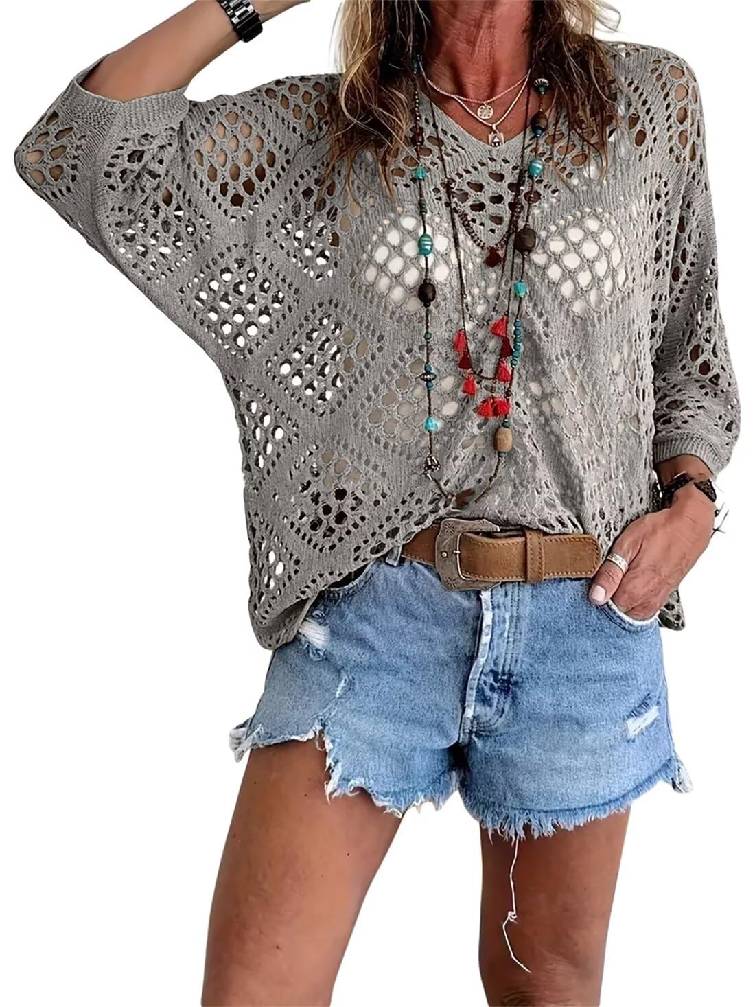 Elvira - Jersey calado de punto con estilo relajado