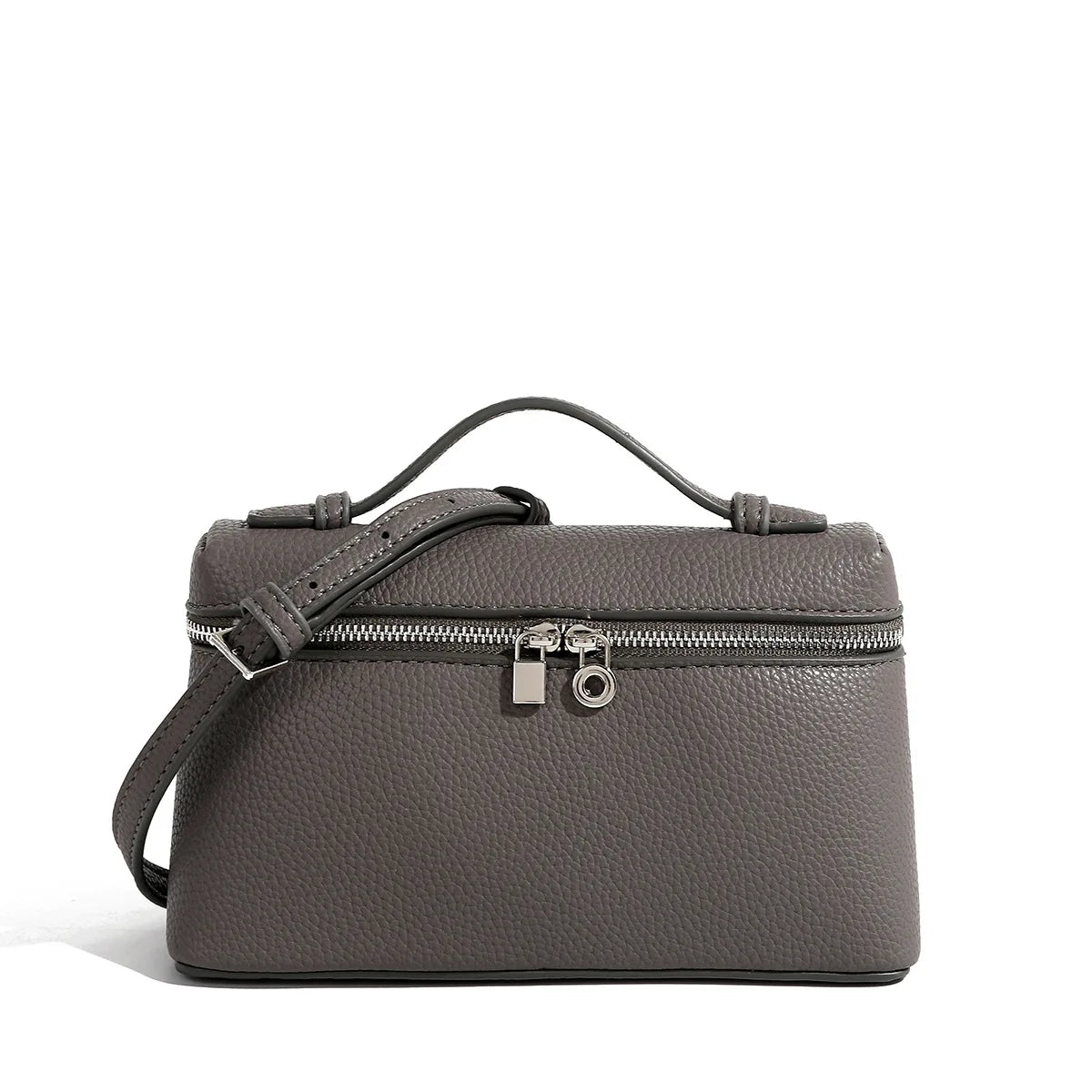 AMIA - Bolso Pequeño en cuero granulado - Gris - CARMEN VELVET
