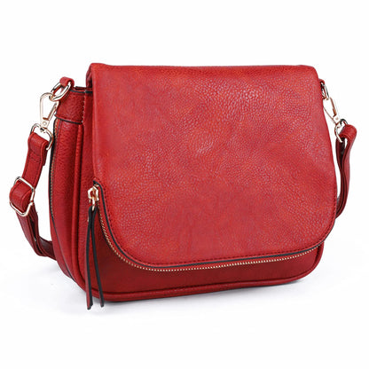 LEANA - Bolso Bandolera con solapa - Rojo - CARMEN VELVET