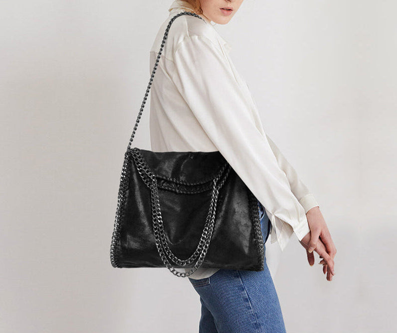 KONIE - Bolso en cuero suave con bandolera con cadena - CARMEN VELVET