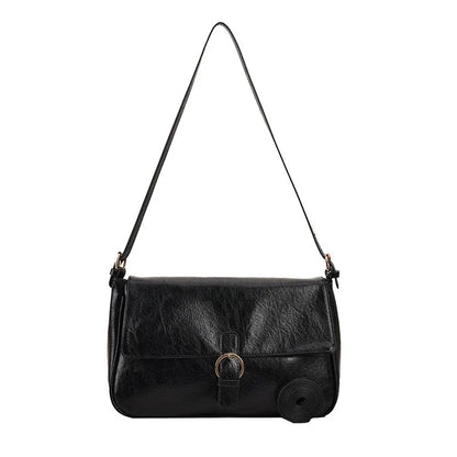 LAVA - Bolso Bandolera retro en cuero liso - Negro - CARMEN VELVET
