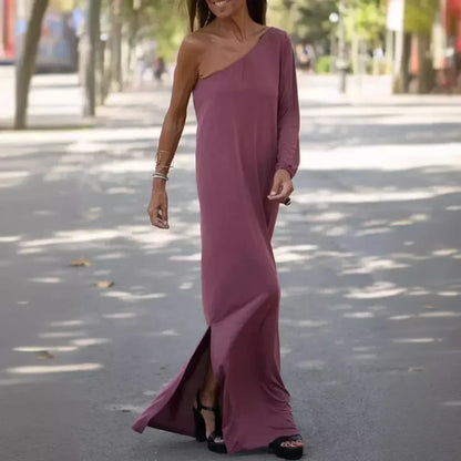 Lía - Vestido de un solo hombro y corte de corte relajado