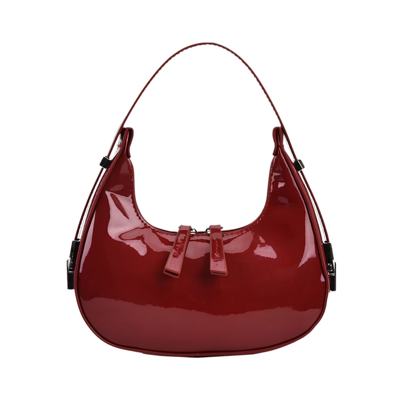 Luna - Bolso charol media luna Vintage - Rojo - CARMEN VELVET
