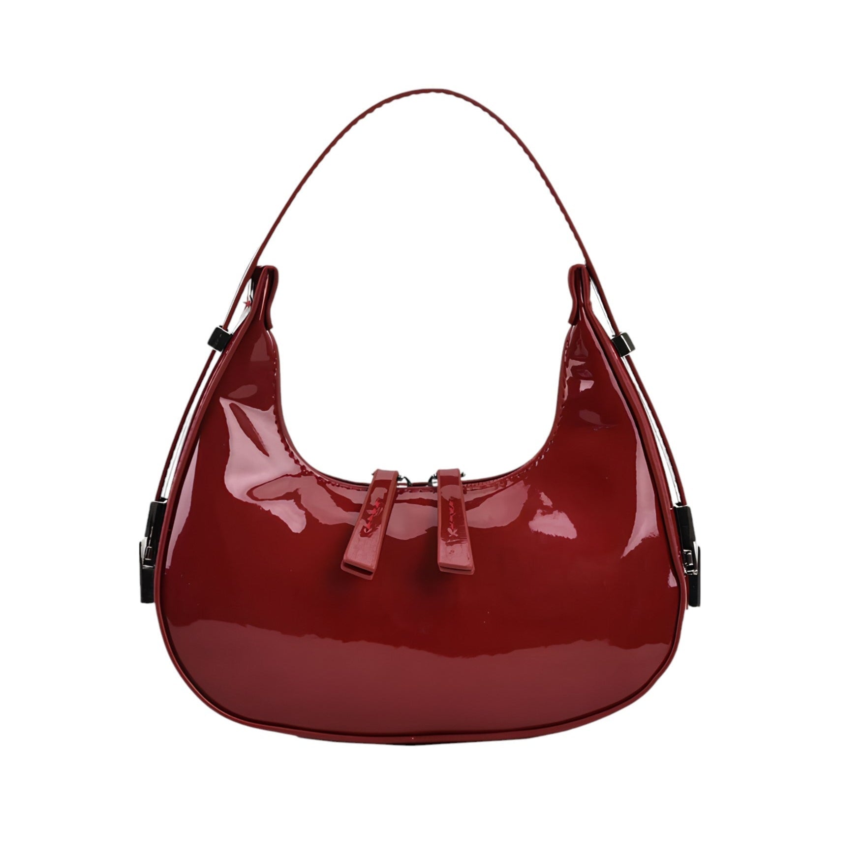 Luna - Bolso charol media luna Vintage - Rojo - CARMEN VELVET