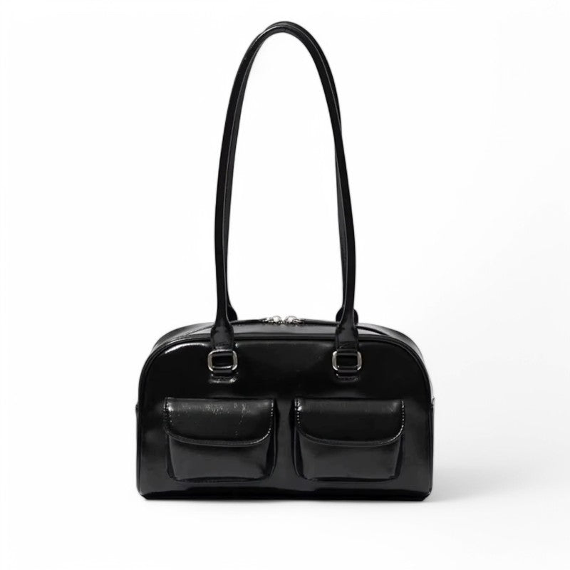 GARANCE - Bolso elegante en cuero multibolsillos - Negro - CARMEN VELVET