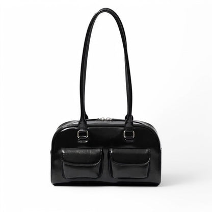 GARANCE - Bolso elegante en cuero multibolsillos - Negro - CARMEN VELVET