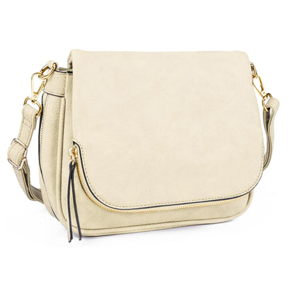 LEANA - Bolso Bandolera con solapa - Beige - CARMEN VELVET