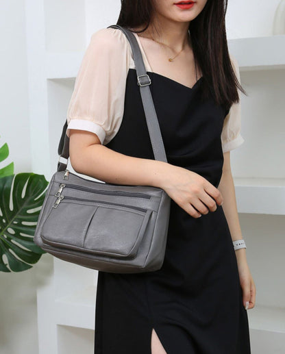 ANIA - Bolso en cuero multibolsillos con bandolera - CARMEN VELVET