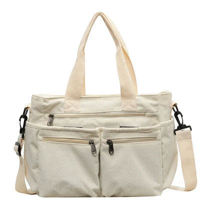 KATIA - Bolso Bandolera Grande en pana - Beige - CARMEN VELVET