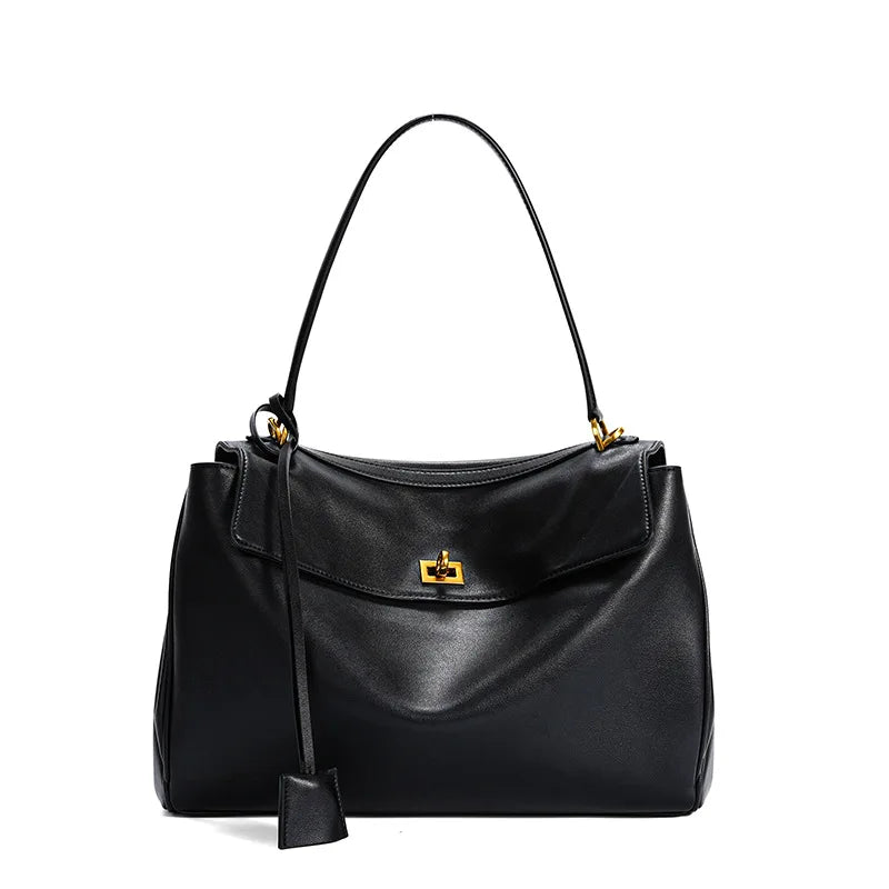 KELLY - Bolso en cuero liso refinado - Negro - CARMEN VELVET