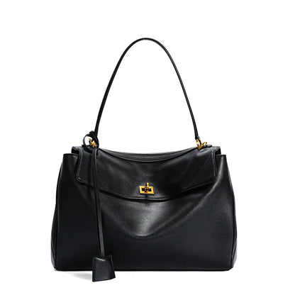 KELLY - Bolso en cuero liso refinado - Negro - CARMEN VELVET