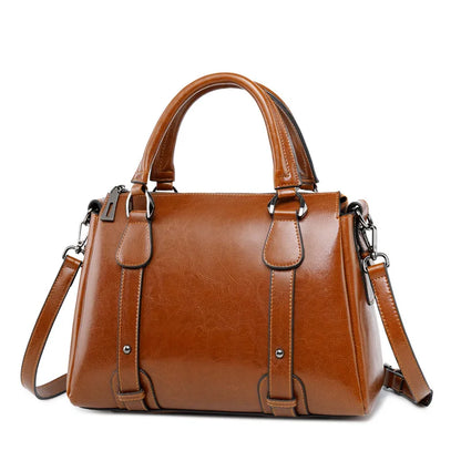 KORE - Bolso en cuero con bandolera - Marrón - CARMEN VELVET