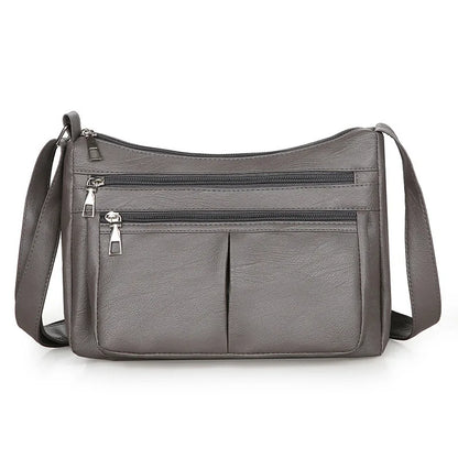ANIA - Bolso en cuero multibolsillos con bandolera - Gris - CARMEN VELVET