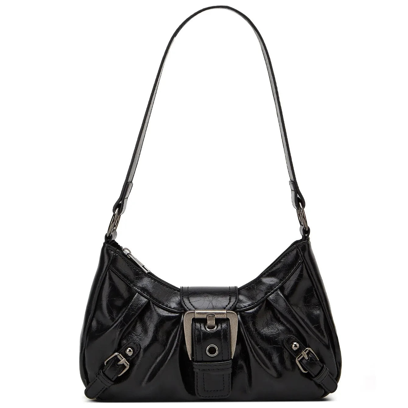 KAREN - Bolso Pequeño en cuero retro - Negro - CARMEN VELVET
