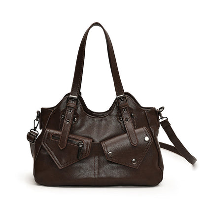 CYNTHIA - Bolso para el Día a Día de cuero multibolsillos - Café - CARMEN VELVET