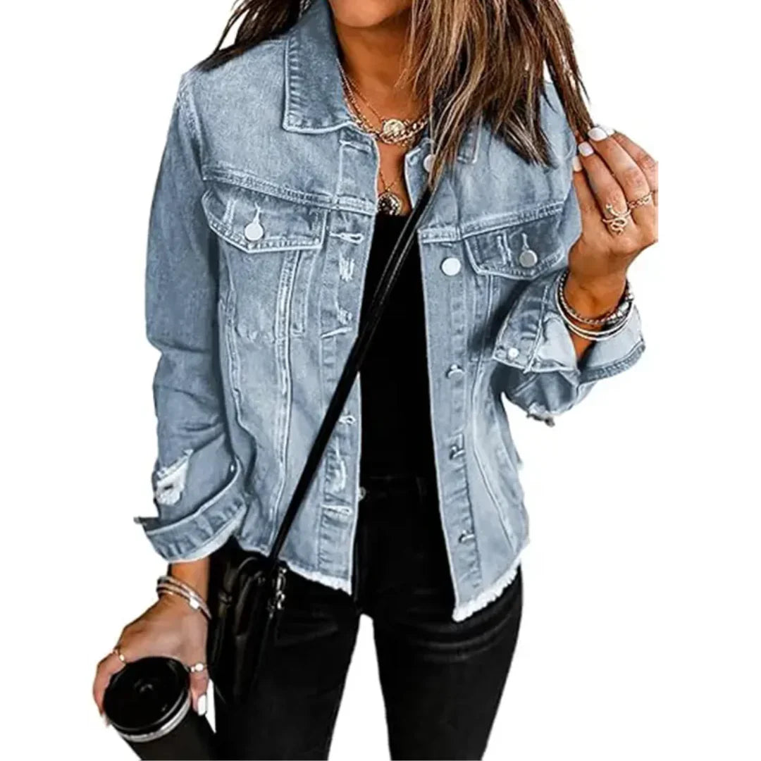 Valentina - Chaqueta denim boyfriend desgastada