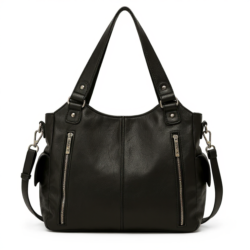 Lilly XL - Bolso Grande para el Día a Día con cremallera - Negro - CARMEN VELVET