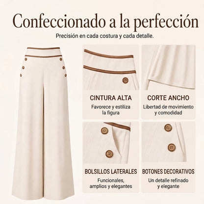 Ariadna - Pantalón de tiro alto con acabados a contraste