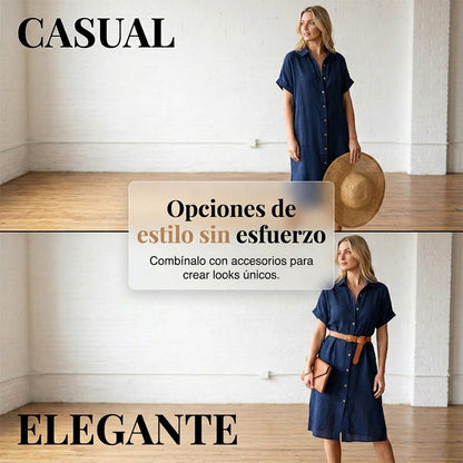 Valeria - Vestido camisero de manga corta