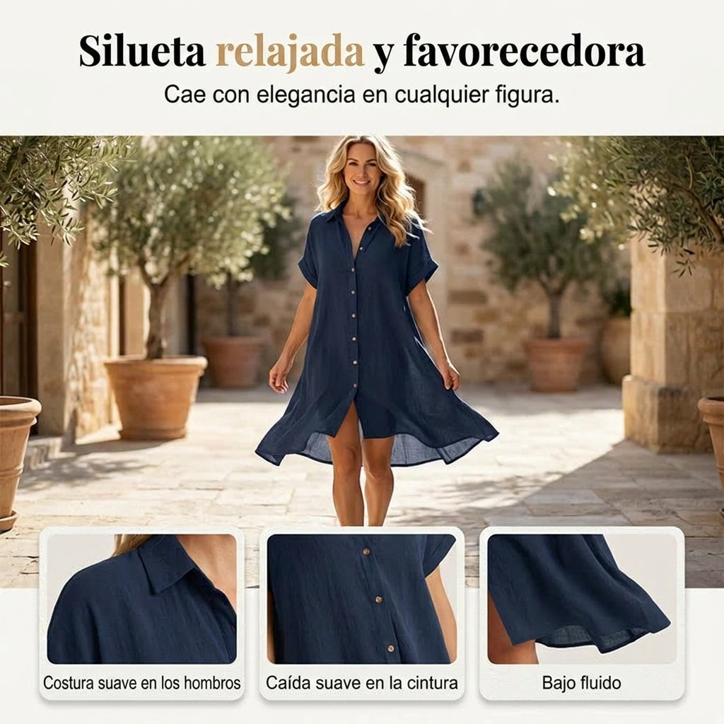 Valeria - Vestido camisero de manga corta