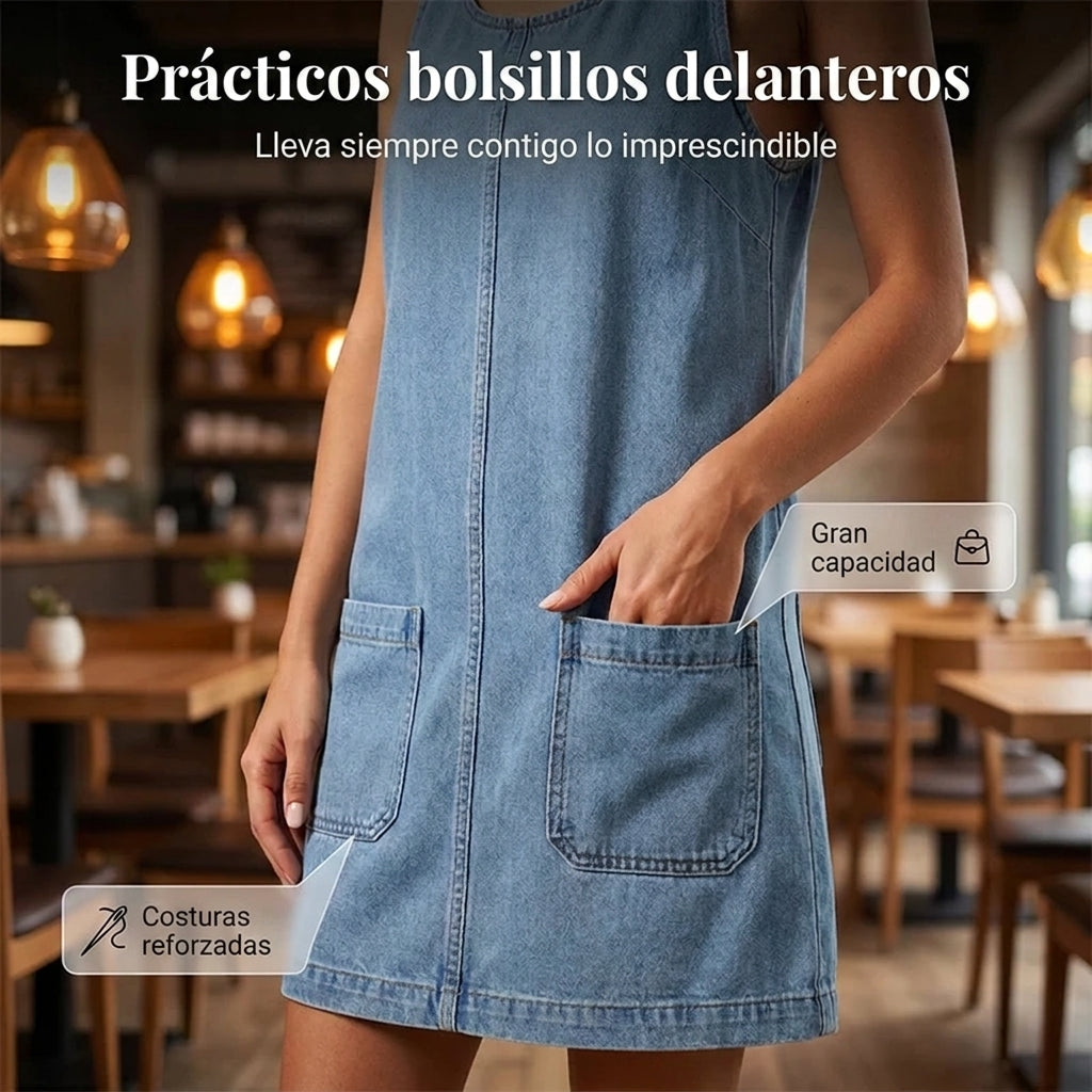 Alba - Vestido denim de estilo diario de Tirantes