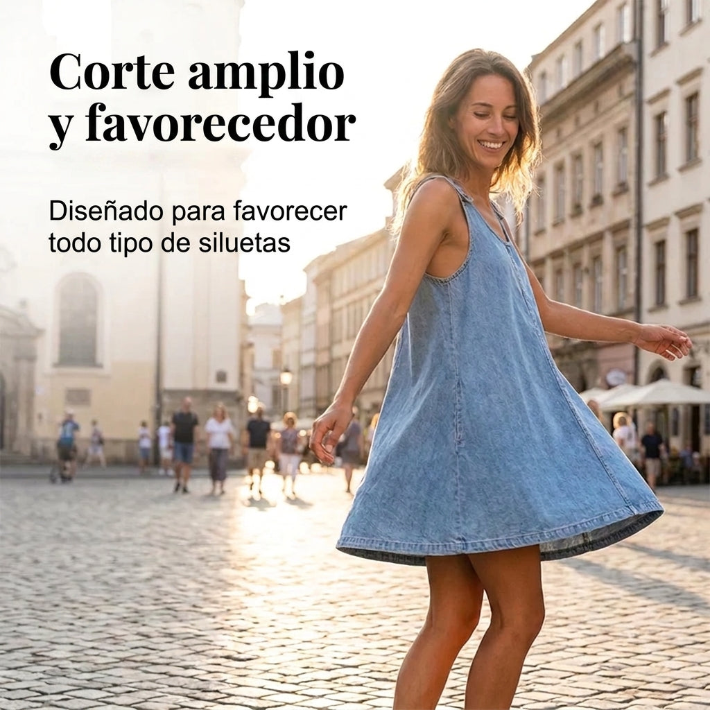 Alba - Vestido denim de estilo diario de Tirantes