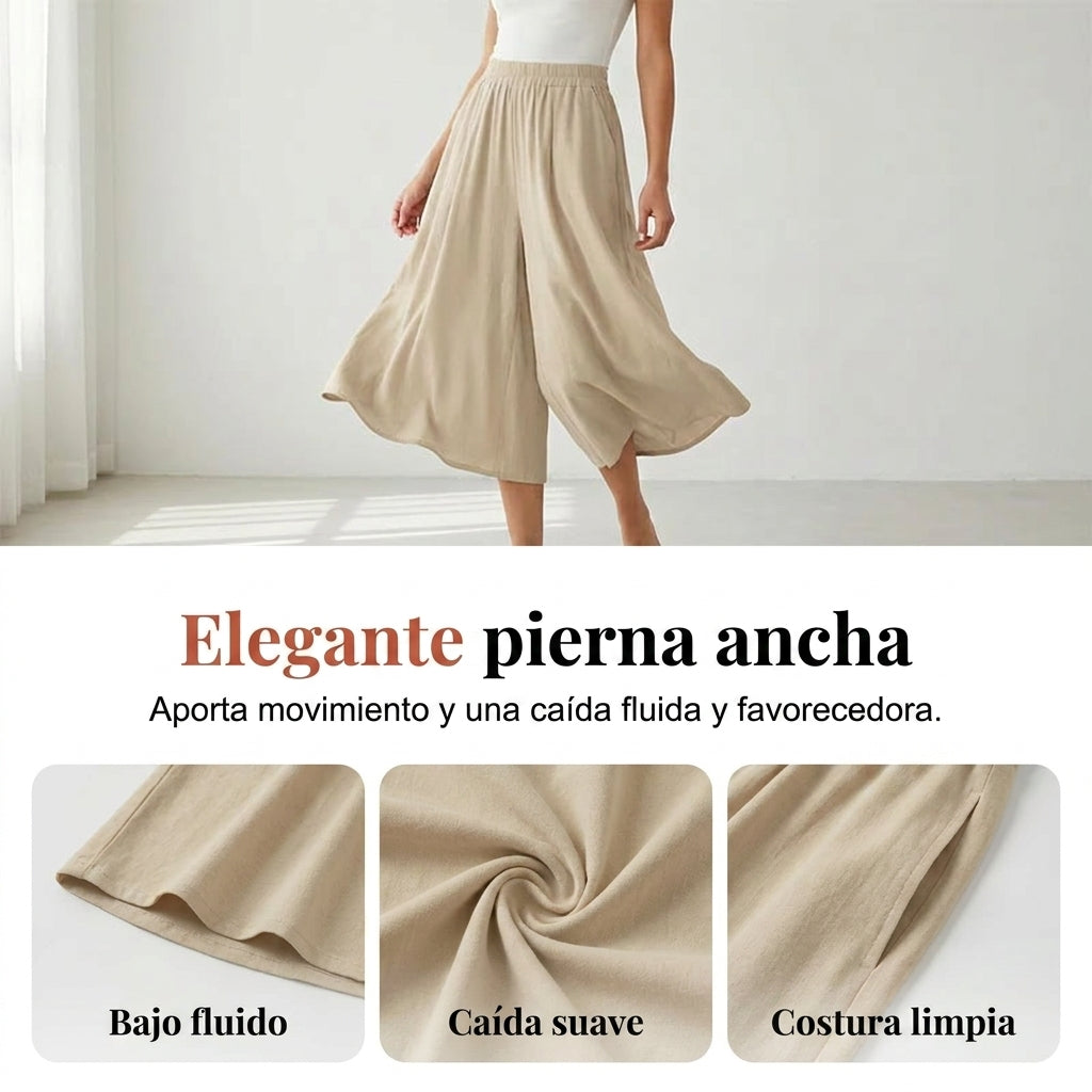Siena - Pantalones capri ligeros con cintura elástica