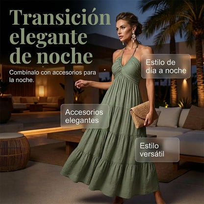 Nerea - Vestido largo con cuello halter y espalda descubierta