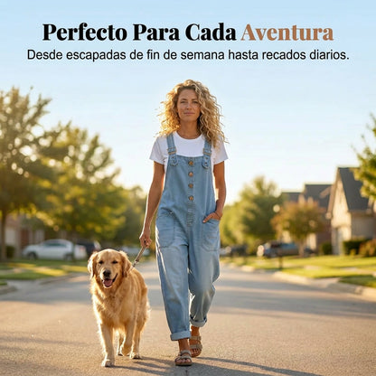 Nuria - Mono denim de corte relajado para mujer con bolsillos
