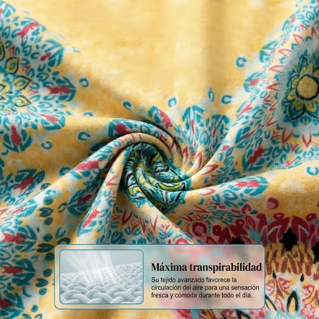 Iria - Vestido de verano motivo sin mangas de corte en A
