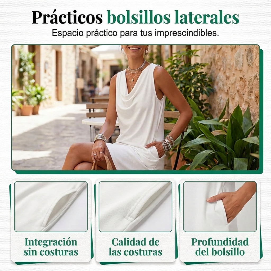 Alicia - Vestido elegante con escote drapeado