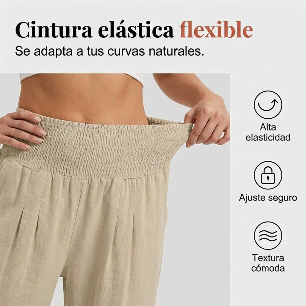 Siena - Pantalones capri ligeros con cintura elástica