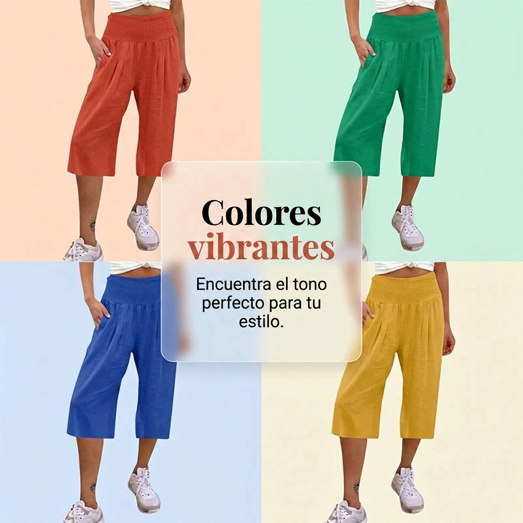 Siena - Pantalones capri ligeros con cintura elástica