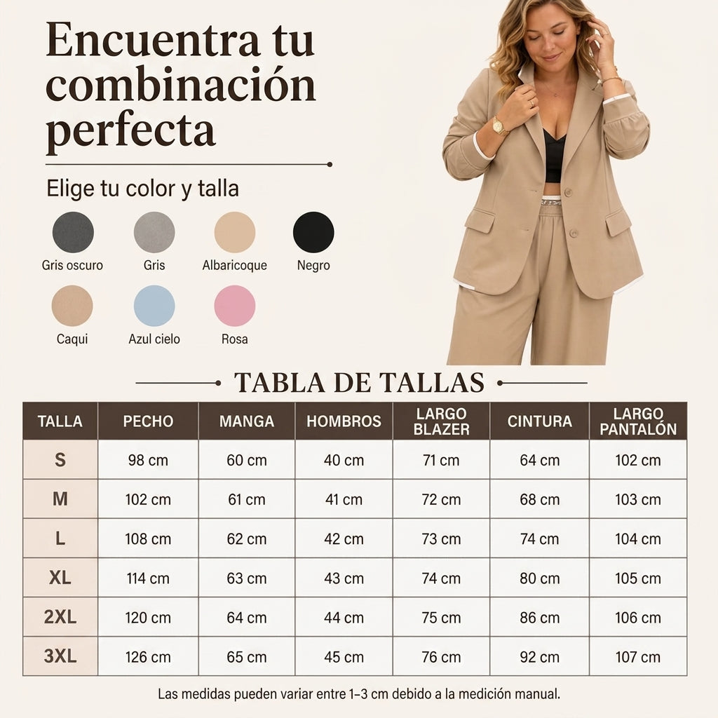 Nadia - Conjunto sastre con blazer y pantalón de línea amplia