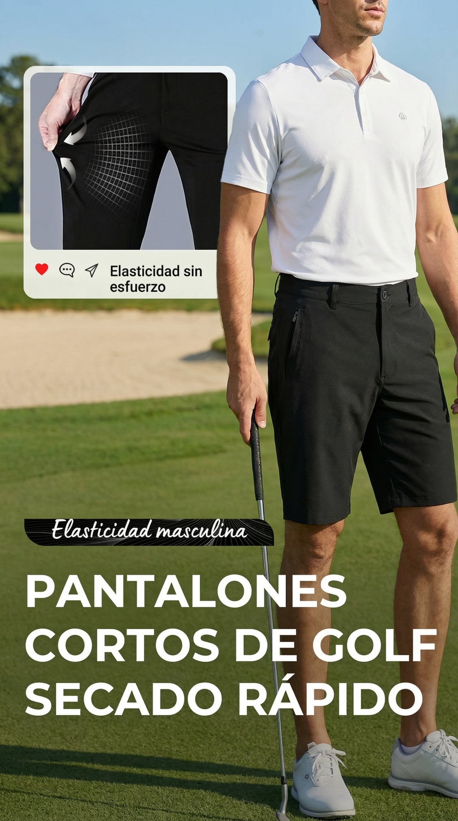 Nico - Pantalones cortos de golf elásticos