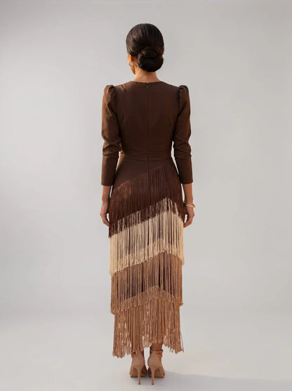 Elodia - Vestido con Flecos Elegante