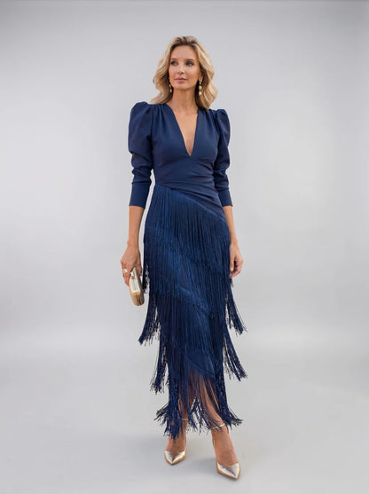 Elodia - Vestido con Flecos Elegante