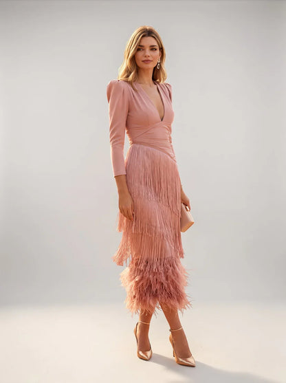 Elodia - Vestido con Flecos Elegante