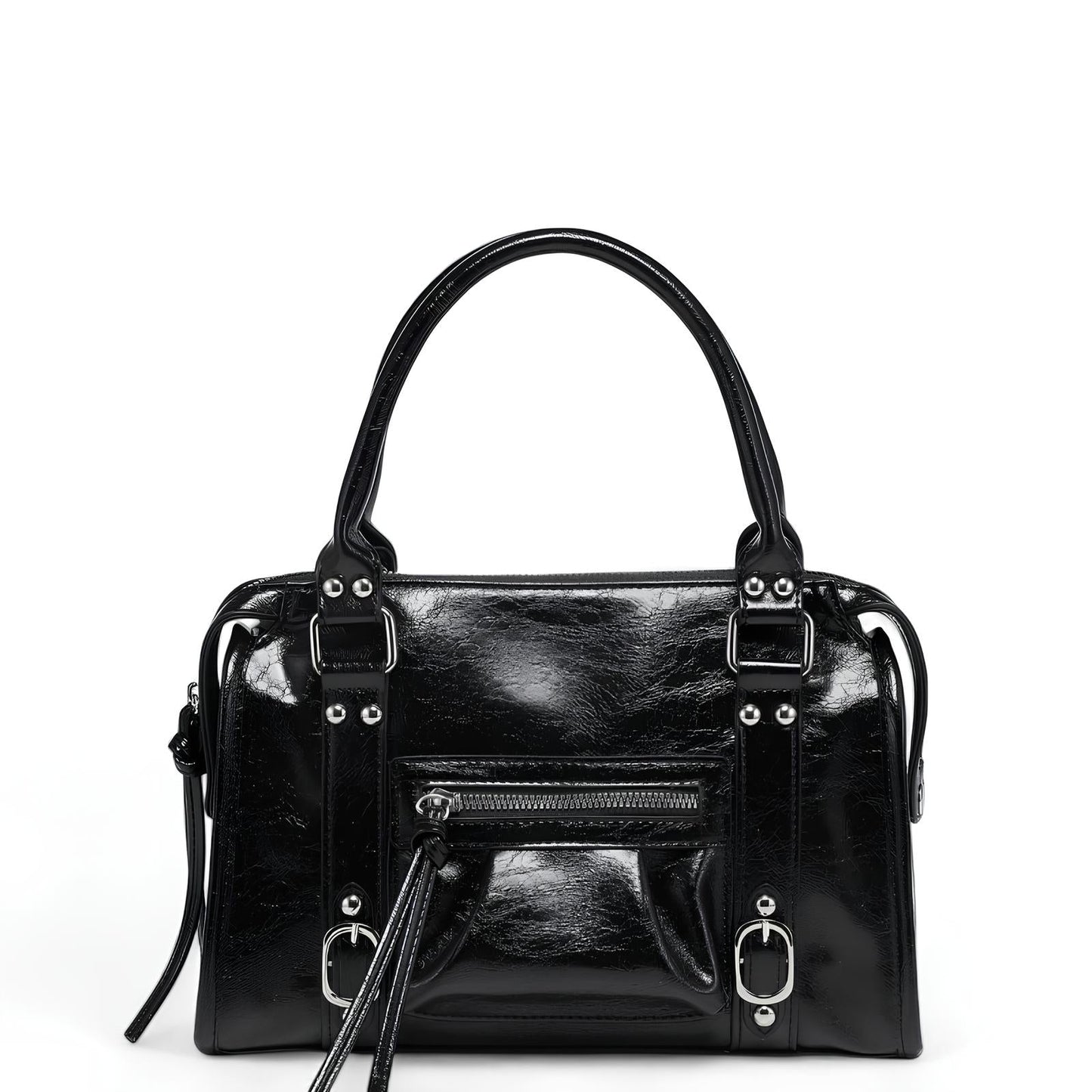 MAELYS - Bolso cuero de tendencia Vintage - Negro - CARMEN VELVET