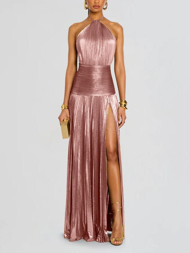 Celira - Vestido metalizado con espalda descubierta