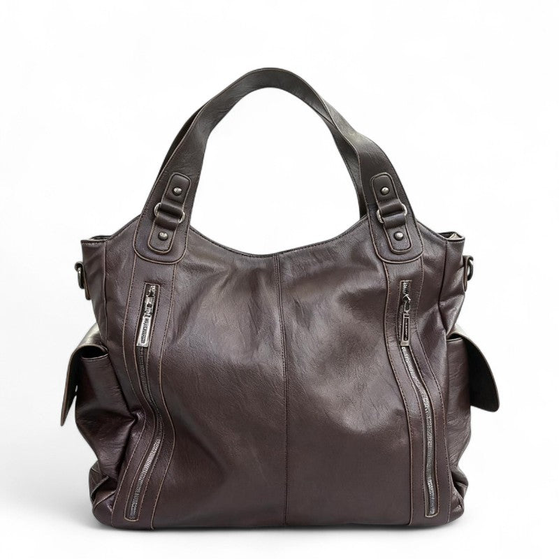 Lilly XL - Bolso Grande para el Día a Día con cremallera - Café - CARMEN VELVET