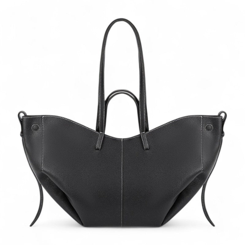 ÉLOISE - Bolso Tote Grande de Cuero granulado - Negro - CARMEN VELVET