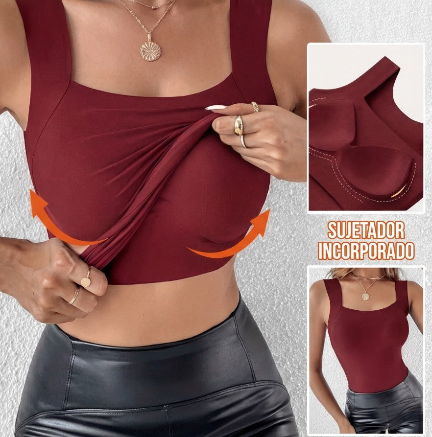 LUNA - Top térmico con sujetador integrado y cuello en U