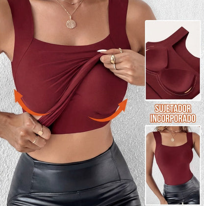 LUNA - Top térmico con sujetador integrado y cuello en U