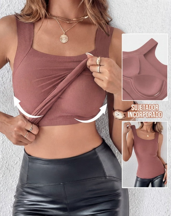 LUNA - Top térmico con sujetador integrado y cuello en U