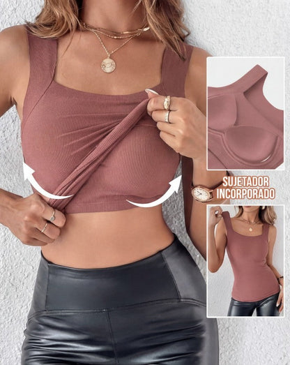 LUNA - Top térmico con sujetador integrado y cuello en U