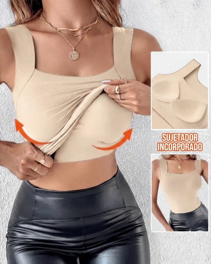LUNA - Top térmico con sujetador integrado y cuello en U
